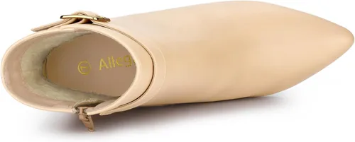 Miniatura 5 de Allegra K Botines de tacón decorativo con hebilla en punta para mujer