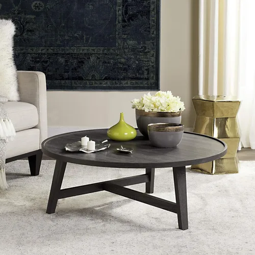 Miniatura 2 de Safavieh Home Collection Malone Mesa de centro de madera gris oscuro retro de mediados de siglo