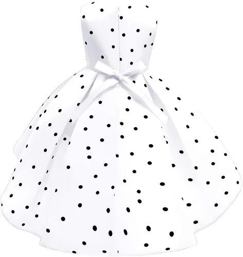 Miniatura 3 de Vestido de princesa sin mangas con estampado de lunares para niñas 5 Blanco 2-3 años