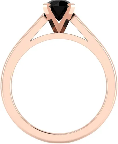 Miniatura 3 de Anillo de compromiso de diamante negro de corte redondo, oro de 14 quilates, 23 quilates