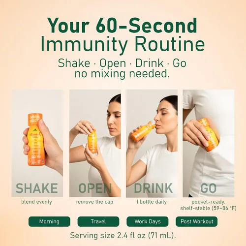 Miniatura 5 de ALFA VITAMINS Disparo de vitamina C de 1000 mg con zinc, jengibre y equinácea - Apoya la salud inmunológica y el bienestar diario - Sabor naranja