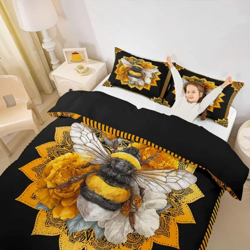 Miniatura 41 de Erosebridal Juego de ropa de cama bohemio con sol y luna, funda de edredón hippie de 3 piezas, colorida funda de edredón teñida anudada, funda
