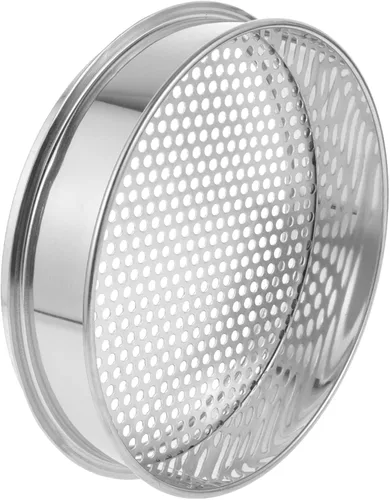 Toddmomy Tamiz de malla fina de acero inoxidable rotativo tamiz de suelo para jardín, tamiz de suelo redondo para el hogar, cocina, tamiz multiusos