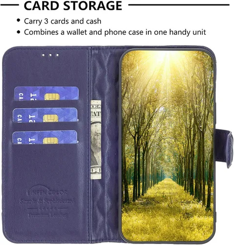 Miniatura 3 de Funda para Moto One Zoom compatible con Motorola One Zoom Phone Case Flip Stand Cover Women Wallet Blue Azul