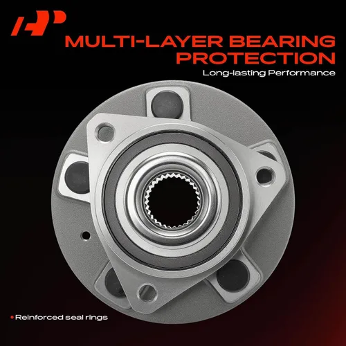 Miniatura 5 de A-Premium 2 cojinetes de rueda trasera delantera y conjunto de cubo con perno de 5 lengüetas compatibles con Chevrolet GMC Buick Cadillac Saab