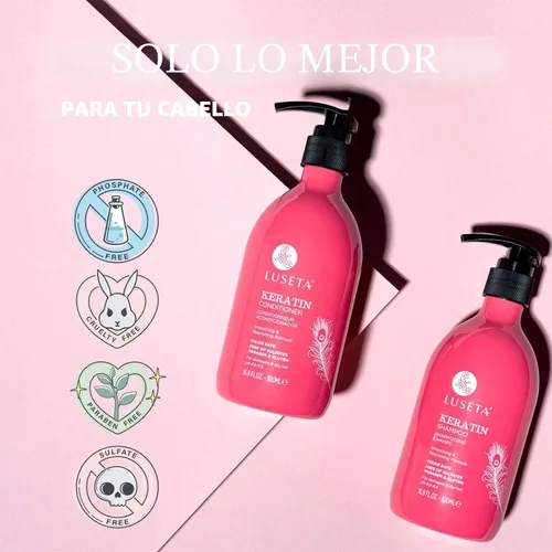 Miniatura 4 de Luseta - Champú y acondicionador de queratina para cabello teñido dañado y seco, tratamiento capilar de queratina para suavizar, nutrir