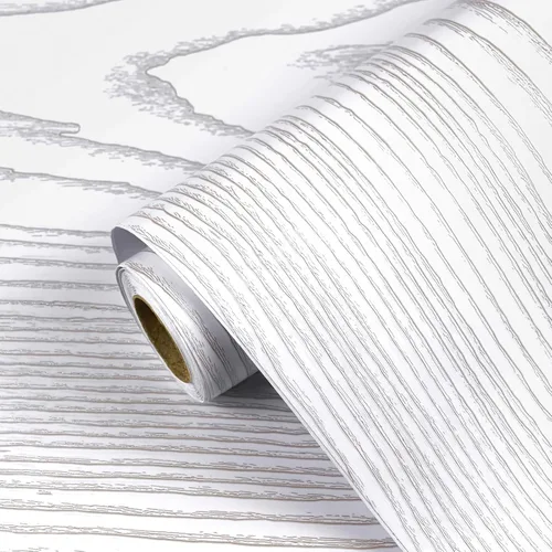 Miniatura 13 de Papel de Contacto de Madera Blanca Gruesa para Despegar y Pegar, Papel Tapiz de Grano de Madera para Encimeras y Gabinetes, Rollo de Vinilo