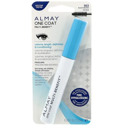 Almay One Coat - Máscara multibeneficio, 503 BlackBrown, .24 onzas (paquete de 2)