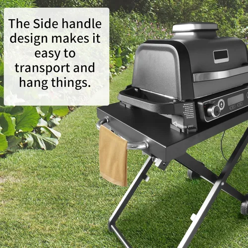 Miniatura 5 de BSARTE Soporte plegable de metal para parrilla Ninja Outdoor XSKSTAND para Woodfire OG701 OG751 (Serie OG700) con estante lateral, soporte