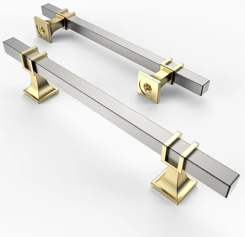 Miniatura 15 de Asidrama - Paquete de 10 manijas para alacena de 3 pulgadas (76mm) de color negro mate y dorado, tiradores para gabinete, accesorios para gabinete