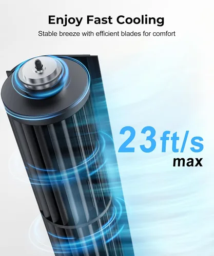 Miniatura 3 de Abolee Ventilador de torre, ventilador de escritorio de 23 pies/s, ventilador de mesa oscilante de 70° para dormitorio, ventilador de mesa de pie