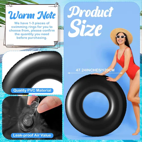 Miniatura 2 de Gemscream Jumbo Inflatable Pool Float 47.24 Inches Swimming Ring Pool Floats White Inflatable Float Tube for Adult Summer Vacation Beach River