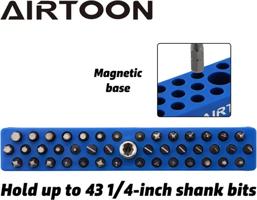 Miniatura 2 de 2 soportes magnéticos para puntas hexagonales de 1/4 de pulgada, almacenamiento de brocas de 43 agujeros con base magnética fuerte, organizador