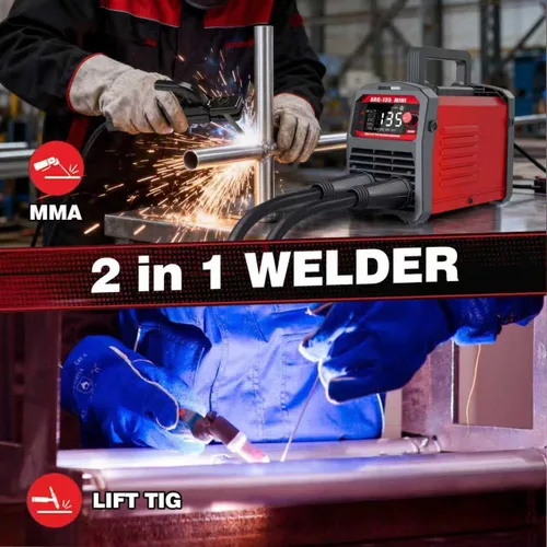 Miniatura 3 de Soldador de palo 2 en 1 de 110 V 135A, máquina de soldadura portátil TIG MMA, inversor IGBT Mini soldador eléctrico con pantalla digital, diseño