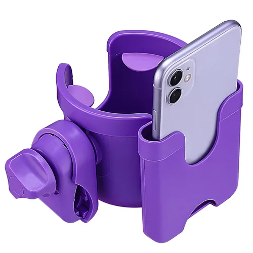 Miniatura 11 de Suranew - Portavasos universal para cochecito, portabebidas ajustable con soporte para teléfono para cochecito de bebé, silla de ruedas, andador