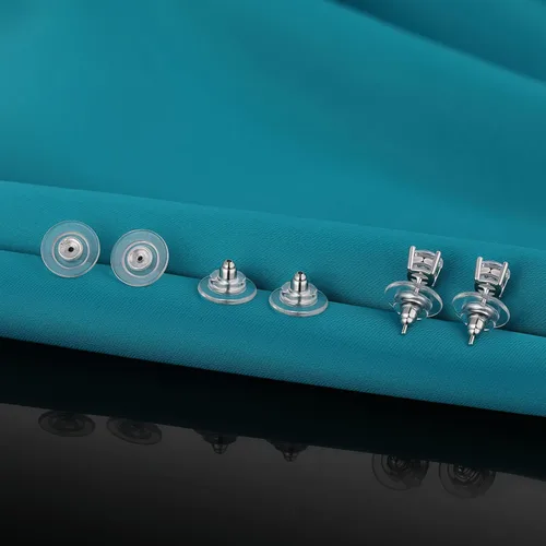 Miniatura 4 de Catinee 3 pares de respaldos de aretes de plata de ley, ajuste hipoalergénico con cierre de 0,028-0,039 pulgadas (blanco+oro)