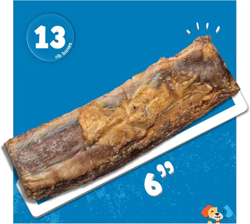 Miniatura 2 de Jack&Pup Huesos de costilla de 6 pulgadas para perros (paquete de 13) – Huesos de carne de res naturales de un solo ingrediente para perros