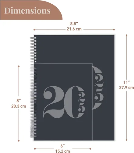 Miniatura 5 de Rileys - Agenda semanal 2025 – Agenda anual y mensual tipográfica, cubierta flexible, páginas de notas, encuadernación de doble alambre