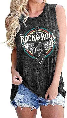 Miniatura 3 de Camiseta sin mangas de Rock & Roll para mujer, camisetas de música country vintage, camisetas de banda de concierto de rock, camisetas de verano sin