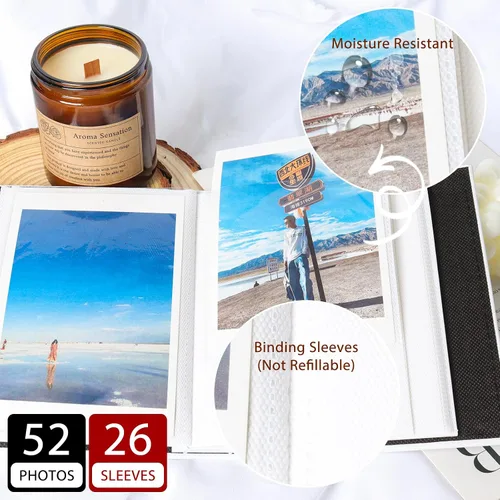 Miniatura 4 de RECUTMS - Álbum de fotos pequeño de 4 x 6 pulgadas, cada uno con 26 páginas transparentes para 52 fotos, álbumes mini de piel sintética premium