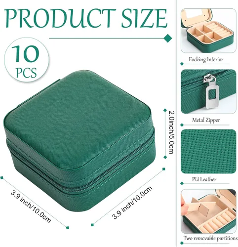 Miniatura 2 de Joyero de viaje de 10 piezas, cajas de regalo de dama de honor, organizador de viaje con espejo, caja pequeña de joyería, mini caja organizadora