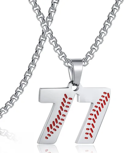 Miniatura 74 de SKQIR Colgante de número de jersey de béisbol para hombres y niños - Cadena de acero inoxidable para atletas - Negro