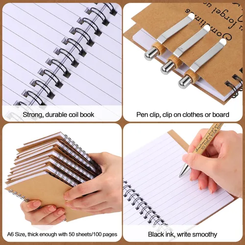 Miniatura 3 de Honoson 30 Juegos de Cuadernos en Espiral, Regalos de Agradecimiento para Empleados, Diarios Inspiracionales con Bolígrafos de Bambú Retráctiles a