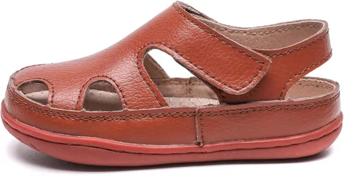 Miniatura 4 de DADAWEN - Sandalias de pescador con correa de cuero para niña y niño (bebé, niño pequeño, niño grande)