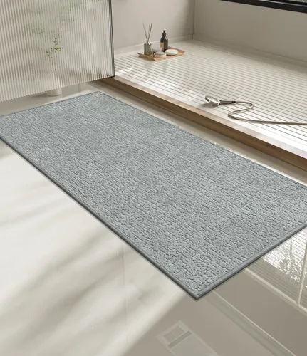 Miniatura 30 de Chakme Juego de 2 alfombras de baño ultrafinas, absorbentes, antideslizantes, lavables a máquina, color negro, 17 x 24 pulgadas / 17 x 30 pulgadas