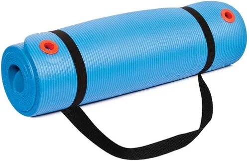 Body Sport - Alfombrilla de ejercicio antideslizante de 1/2 pulgada con correa de transporte para hombres y mujeres - Superficie de espuma gruesa