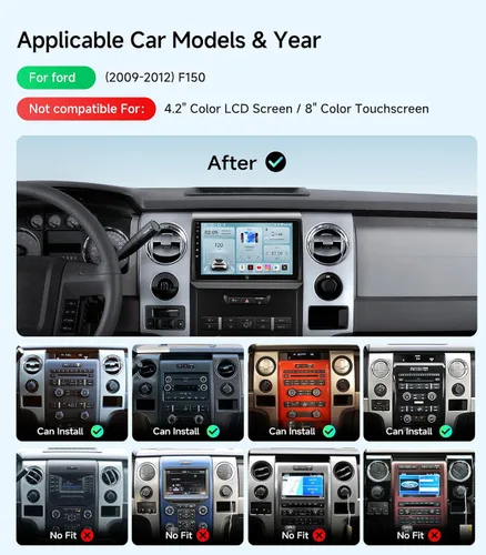 Miniatura 2 de Actualización de estéreo de radio de coche de 9" para Ford F150 2009 2010 2011 2012 2+64G/Pantalla táctil/Carplay inalámbrico/Android