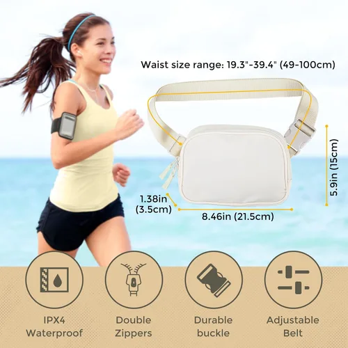 Miniatura 5 de ProCase Riñonera mejorada para hombres y mujeres, a la moda, impermeable, para correr, con correa resistente ajustable y doble cremallera