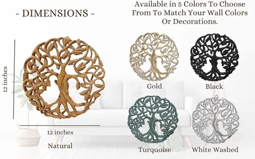 Miniatura 8 de DharmaObjects Árbol celta de madera hecho a mano de la vida decoración de pared colgante de arte (marrón)