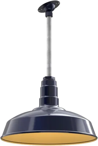 Miniatura 19 de Steel Lighting Co. Carson Barn Light Colgante montado en el techo Cúpula de 16 pulgadas Cable negro Luz de acero de estilo industrial