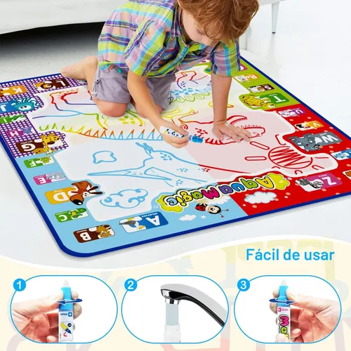 Miniatura 4 de Jasonwell Tapete para dibujar agua acuática de 31 x 31 pulgadas, tapete grande de dibujo mágico para colorear, juguetes educativos, regalos