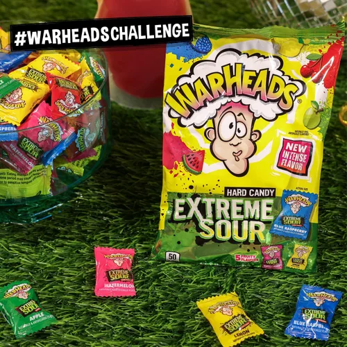 Miniatura 5 de WARHEADS - Dulces Duros Extremadamente Ácidos - Sabores Surtidos - Sabores de Manzana Ácida, Cereza Negra, Frambuesa Azul, Limón y Sandía - Bolsas