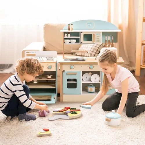 Miniatura 7 de ROBOTIME Cocina de Juguete de Madera, Juego de Cocina para Niños Pequeños con Horno, Refrigerador y Lavadora, Regalo de Juego de Cocina para Niños