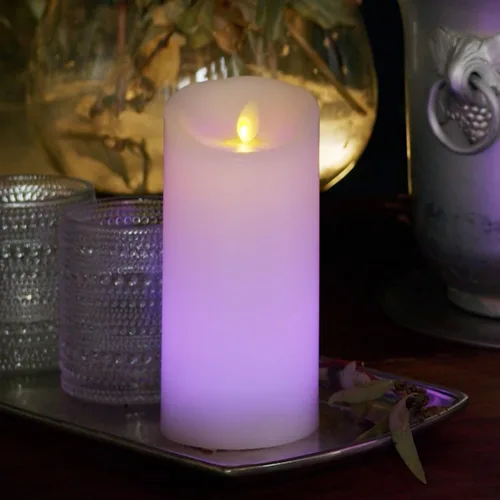 Miniatura 4 de Luminara Vela LED sin llama que cambia de color, 3 x 6.5 pulgadas, llama móvil de cera real, funciona con pilas con control remoto de 18 botones