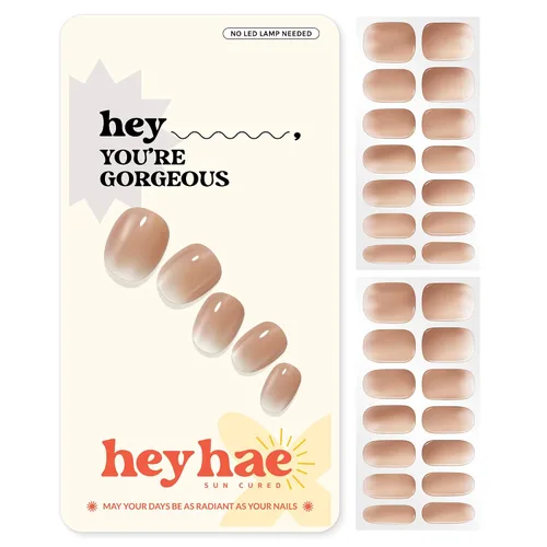 Miniatura 29 de Heyhae Paquete surtido de tiras de uñas de gel semicuradas (paquete de 4) No necesita lámpara LED Fácil de aplicar y quitar, calidad de salón