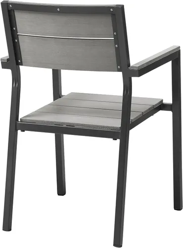 Miniatura 5 de Modway Sillas de dos brazos de aluminio para patio al aire libre de Maine en gris marrón