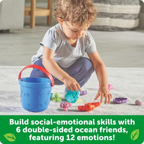 Miniatura 2 de Learning Resources Ocean Emotions Seashells, figuras de animales del océano, juego de playa, juguetes de arena, juguetes sensoriales, cubo