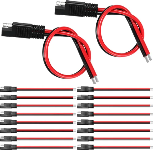 Miniatura 8 de Frienda Paquete de 8 cables de extensión de conectores rápidos SAE de 10 AWG de 2 pines, conectores de 1 pie de 12 V para desconectar el arnés