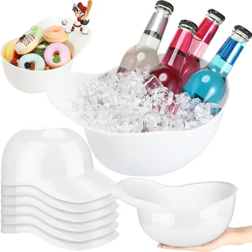 Miniatura 12 de Tanlade Casco de béisbol de plástico grande de 72 onzas, cuencos de béisbol, cuencos para aperitivos, helado, postre para trabajadores de Rojo