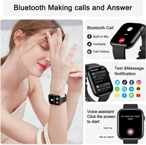 Miniatura 2 de Reloj inteligente para hombres y mujeres Fitness: resistente al agua, responder llamadas, correr, reloj inteligente para teléfono Android, iPhone