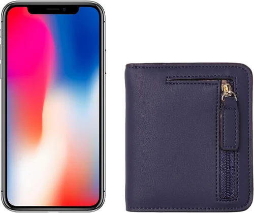 Miniatura 6 de Toughergun Cartera pequeña de cuero delgada para mujer con protección RFID, mini monedero bifold compacto con ventana de identificación transparente