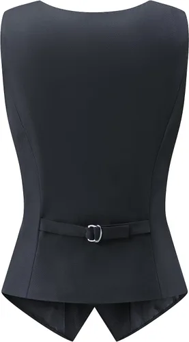 Miniatura 2 de Foucome Chaleco de doble botonadura para mujer, chaleco elegante con cuello de solapa