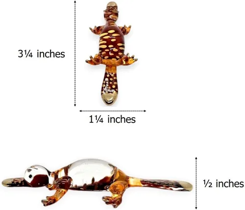 Miniatura 3 de WitnyStore Pequeña figura de ornitorrinco marrón dorado de 3¼ pulgadas, en miniatura, soplado a mano, vidrio pintado a mano, platypi, pico de agua
