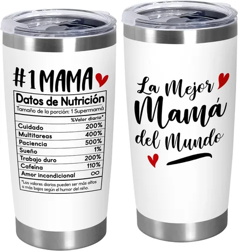 TEEZWONDER Regalos de Navidad y cumpleaños para mamá de hija e hijo - Taza de acero inoxidable de 20 oz con tapa - Regalo de cumpleaños para mamá