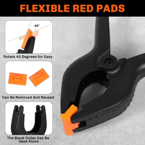 Miniatura 4 de Paquete de 10 abrazaderas de resorte resistentes - Varios tamaños, clips de resorte de plástico de 6.5 pulgadas, 4.5 pulgadas, 3.5 pulgadas, juego