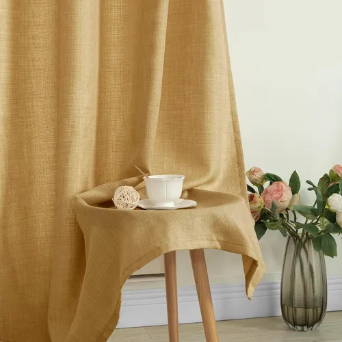 Miniatura 6 de LAMIT Cortinas de lino sintético para dormitorio, paneles filtrantes de luz, cortinas de lino con protección de privacidad con ojales para ventanas